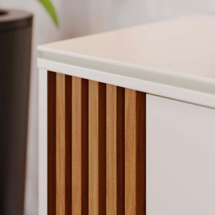 Imagem de Rack Ripado para TV até 60 Polegadas com Pés Madeira Maciça e Porta Deslizante Otawa