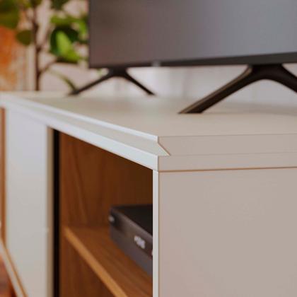 Imagem de Rack Ripado para TV até 60 Polegadas com Pés Madeira Maciça e Porta Deslizante Otawa