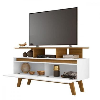 Imagem de Rack Rubi Tv De Até 50 Polegadas Cinamomo Com Branco Bechara Cinamomo Com Branco
