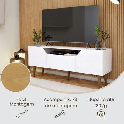 Imagem de Rack Sala Estar Tv 55 Polegadas Madeira White Organizador