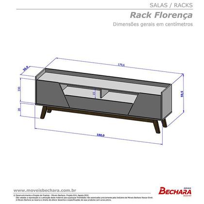 Rack Sala Florença para TV até 70 Polegadas com Pés Madeira - Móveis Bechara Imagem de Rack Sala Florença para TV até 70 Polegadas com Pés Madeira