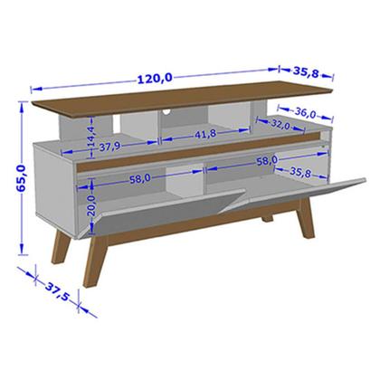 Imagem de Rack Sala Rubi 1.2 para TV até 50 2 Portas Pé Madeira Macica