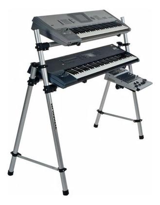Imagem de Rack Suporte P/ 2 Teclados 7 Oitavas 88 Teclas com 1,50 de largura + Suporte lateral para Mesa de Som ou Notebook