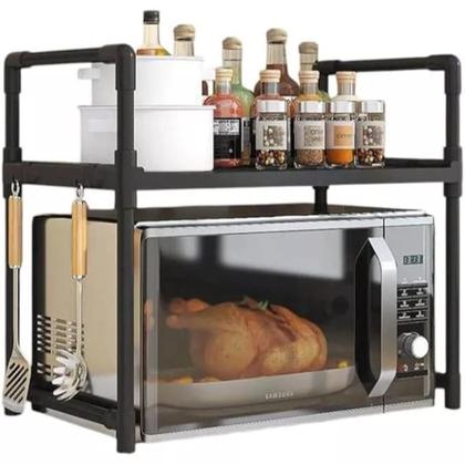 Imagem de Rack Suporte Para Microondas Ajustável Prateleira Estilo Industrial Organizador de Cozinha