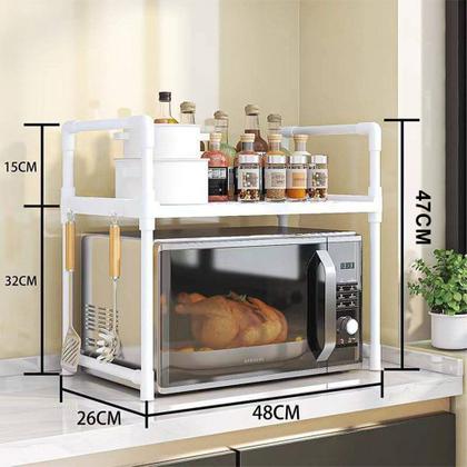 Imagem de Rack Suporte Para Microondas Ajustável Prateleira Estilo Industrial Organizador de Cozinha