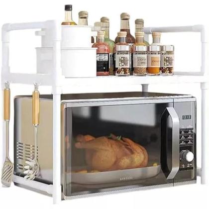 Imagem de Rack Suporte Para Microondas Ajustável Prateleira Estilo Industrial Organizador de Cozinha