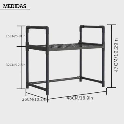 Imagem de Rack Suporte Para Microondas Ajustável Prateleira Estilo Industrial Organizador de Cozinha