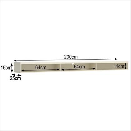 Imagem de Rack Suspenso 3 Nichos 200 cm Para TV até 80 Polegadas Design Moderno e Funcional p/ Sala e Quarto Slim