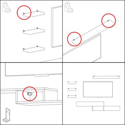 Imagem de Rack Suspenso 4 Prateleiras Mdf Nichos Organizador Branco