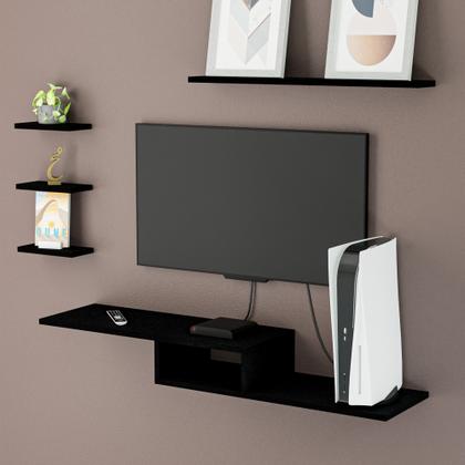 Imagem de Rack Suspenso 4 Prateleiras Mdf Nichos Organizador Branco