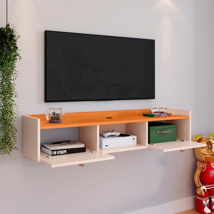 Imagem de Rack Suspenso Multifuncional Sala ou Quarto Decoração Nicho 2 Portas Prateleira Varias Cores