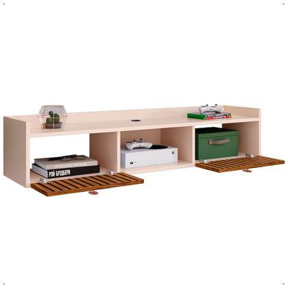 Imagem de Rack Suspenso Multifuncional Sala ou Quarto Decoração Nicho 2 Portas Prateleira Varias Cores