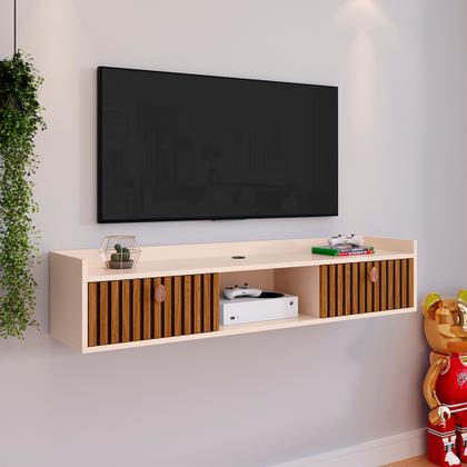 Imagem de Rack Suspenso Multifuncional Sala ou Quarto Decoração Nicho 2 Portas Prateleira Varias Cores