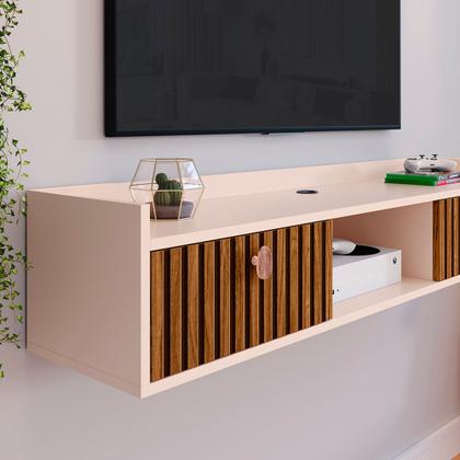 Imagem de Rack Suspenso Multifuncional Sala ou Quarto Decoração Nicho 2 Portas Prateleira Varias Cores