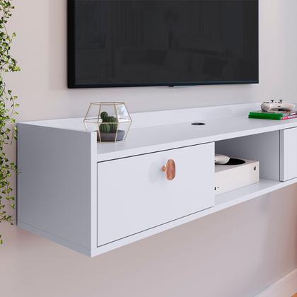 Imagem de Rack Suspenso Multifuncional Sala ou Quarto Decoração Nicho 2 Portas Prateleira Varias Cores