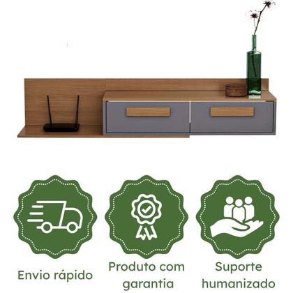 Imagem de Rack Suspenso Para TV até 50 polegadas Home Classic Decoração Casa Apartamento Duas Portas Basculantes Organizador Sala De Estar