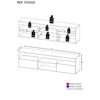 Imagem de Rack Suspenso para Tv até 65" Multimóveis Paris FG3326 com 2 Portas Branco