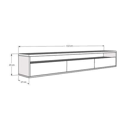 Imagem de Rack Suspenso Pequeno de Parede para Sala de Tv ou Quarto Life 1.12 - Off White com Freijo - MoveisAqui