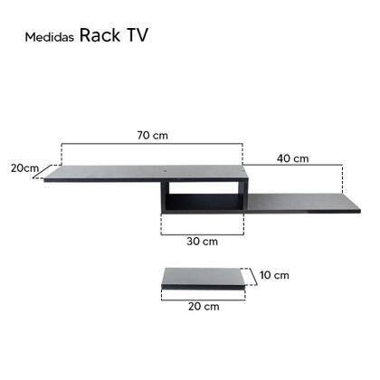 Imagem de Rack TV Nicho Suspenso para Quarto Sala Preto 110cm