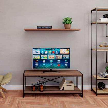 Rack Wooden Nogal e Preto 120 cm - Mobly Imagem de Rack Wooden Nogal e Preto 120 cm
