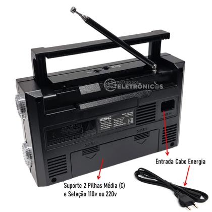 Imagem de Radinho Portátil Modelo Antigo Análogico Para Idoso Am Fm Sw Com Entrada Auxiliar LE611