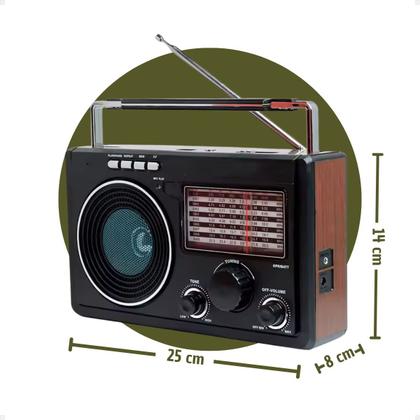 Imagem de Rádio Am Fm Antigo Longo Alcance Para Zona Rural 11 Bandas Bluetooth Usb Sd Made in Vale