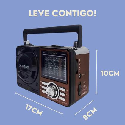 Imagem de Rádio AM FM Retrô Vintage Portátil Bluetooth Bateria Recarregável Bivolt 110v 220v 1088 Antigo a Tomada e Pilha com Lanterna