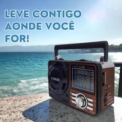 Imagem de Rádio AM FM Retrô Vintage Portátil Bluetooth Bateria Recarregável Bivolt 110v 220v 1088 Antigo a Tomada e Pilha com Lanterna