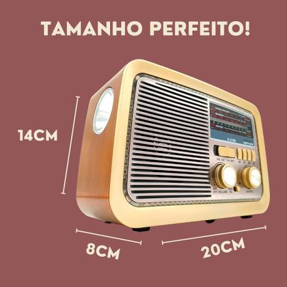 Imagem de Rádio AM FM Retrô Vintage Portátil Bluetooth Bateria Recarregável Bivolt 110v 220v 3188 Antigo a Tomada e Pilha com Lanterna