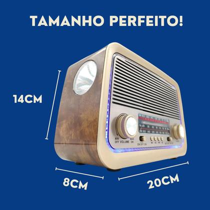 Imagem de Rádio AM FM Retrô Vintage Portátil Bluetooth Bateria Recarregável Bivolt 110v 220v 3199 Antigo a Tomada e Pilha com Lanterna