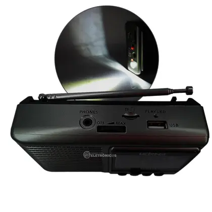 Imagem de Rádio AM/FM/SW Com MP3 e Lanterna Portátil Multifunções AM/FM/SW MP3 LE676