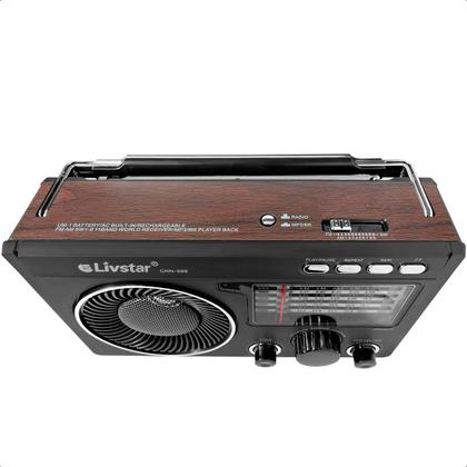 Imagem de Rádio Antigo Retrô Bluetooth Analógico AM FM Bivolt Recarregável Para Zona Rural Estilo Vintage