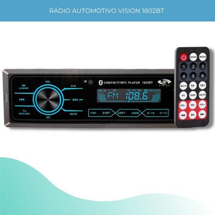 Rádio Automotivo Bluetooth Vision 1802BT Botão Touch 4x 52W - Som