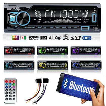 Imagem de Radio Automotivo com Bluetooth Aparelho de Som potente Musica MP3 para carro entrada cartão