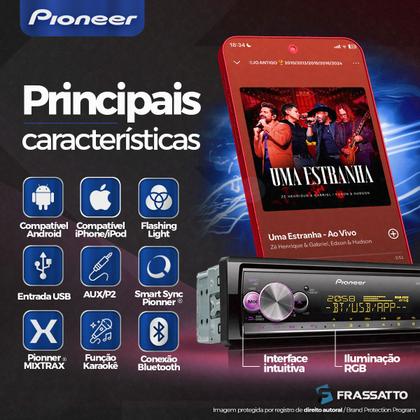 Imagem de Radio Automotivo Pioneer Mvh-x3000br Bluetooth Usb  Sem Toca Cd Atende Ligação Com Controle Remoto