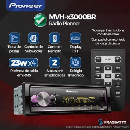 Imagem de Radio Automotivo Pioneer Mvh-x3000br Bluetooth Usb  Sem Toca Cd Atende Ligação Com Controle Remoto