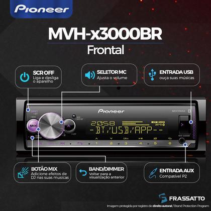 Imagem de Radio Automotivo Pioneer Mvh-x3000br Bluetooth Usb  Sem Toca Cd Atende Ligação Com Controle Remoto