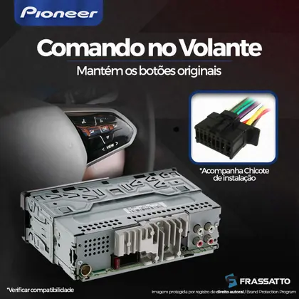 Imagem de Radio Automotivo Pioneer Mvh-x3000br Bluetooth Usb  Sem Toca Cd Atende Ligação Com Controle Remoto