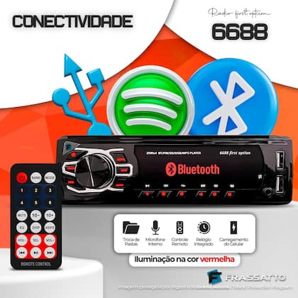 Imagem de Radio Automotivo Sem Toca Cd Mp3 Player Bluetooth First Usb Sd Card