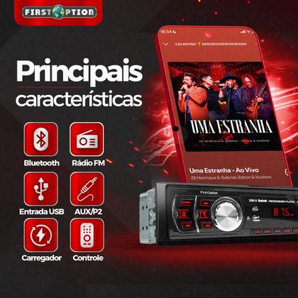 Imagem de Radio Automotivo Sem Toca Cd Mp3 Player Bluetooth Usb Sd Controle Remoto