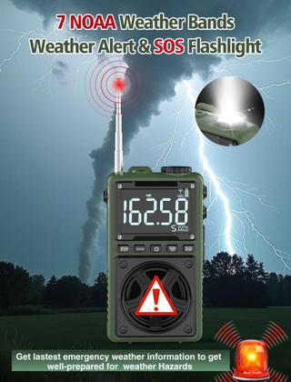 Imagem de Rádio Bluetooth AM FM de ondas curtas Jazmm com alerta meteorológico NOAA