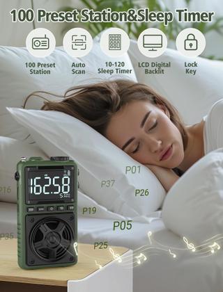 Imagem de Rádio Bluetooth AM FM de ondas curtas Jazmm com alerta meteorológico NOAA