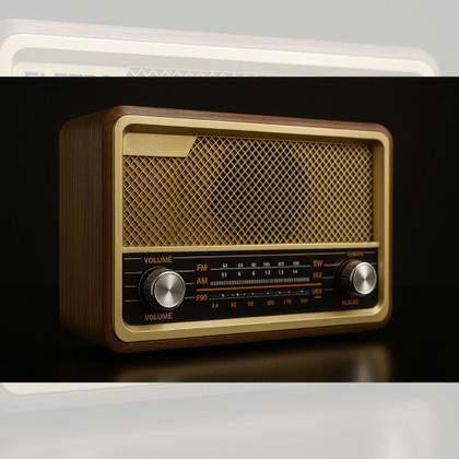 Imagem de Rádio Clássico Retrô FM AM SM Cartão TF Músicas Controle Remoto Energia Elétrica Bateria Tecnologia