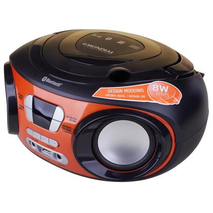 Imagem de Rádio com CD, FM, Potência 8WRMS, Bluetooth, Entradas USB e Auxiliar Mondial Up BX-18 Preto/Laranja