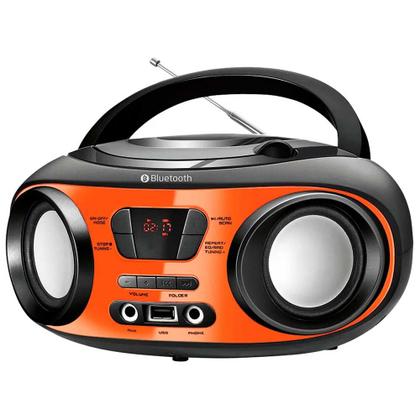 Imagem de Rádio com CD, FM, Potência 8WRMS, Bluetooth, Entradas USB e Auxiliar Mondial Up BX-18 Preto/Laranja