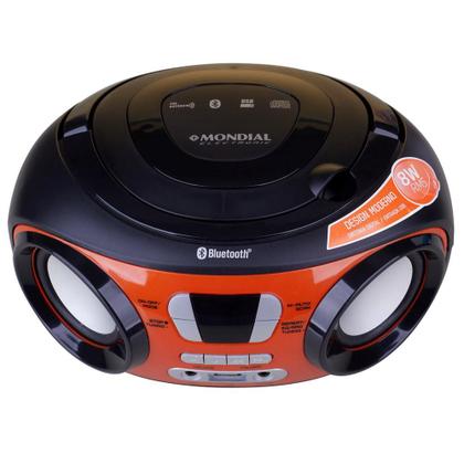 Imagem de Rádio com CD, FM, Potência 8WRMS, Bluetooth, Entradas USB e Auxiliar Mondial Up BX-18 Preto/Laranja