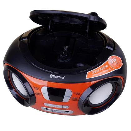 Imagem de Rádio com CD, FM, Potência 8WRMS, Bluetooth, Entradas USB e Auxiliar Mondial Up BX-18 Preto/Laranja