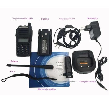 Imagem de Radio Comunicador Baofeng Profissional HT Uv82 Dual Band Longo Alcance 128 Canais Radio Fm 12Km Com Fone