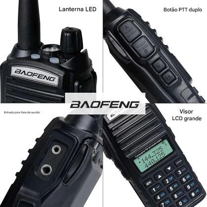 Imagem de Radio Comunicador Baofeng Profissional HT Uv82 Dual Band Longo Alcance 128 Canais Radio Fm 12Km Com Fone