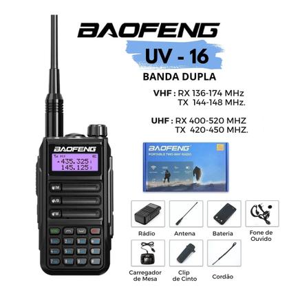 Imagem de Radio Comunicador Baofeng UV16 Walk Talk Longo Alcance Dual Band a Prova dágua